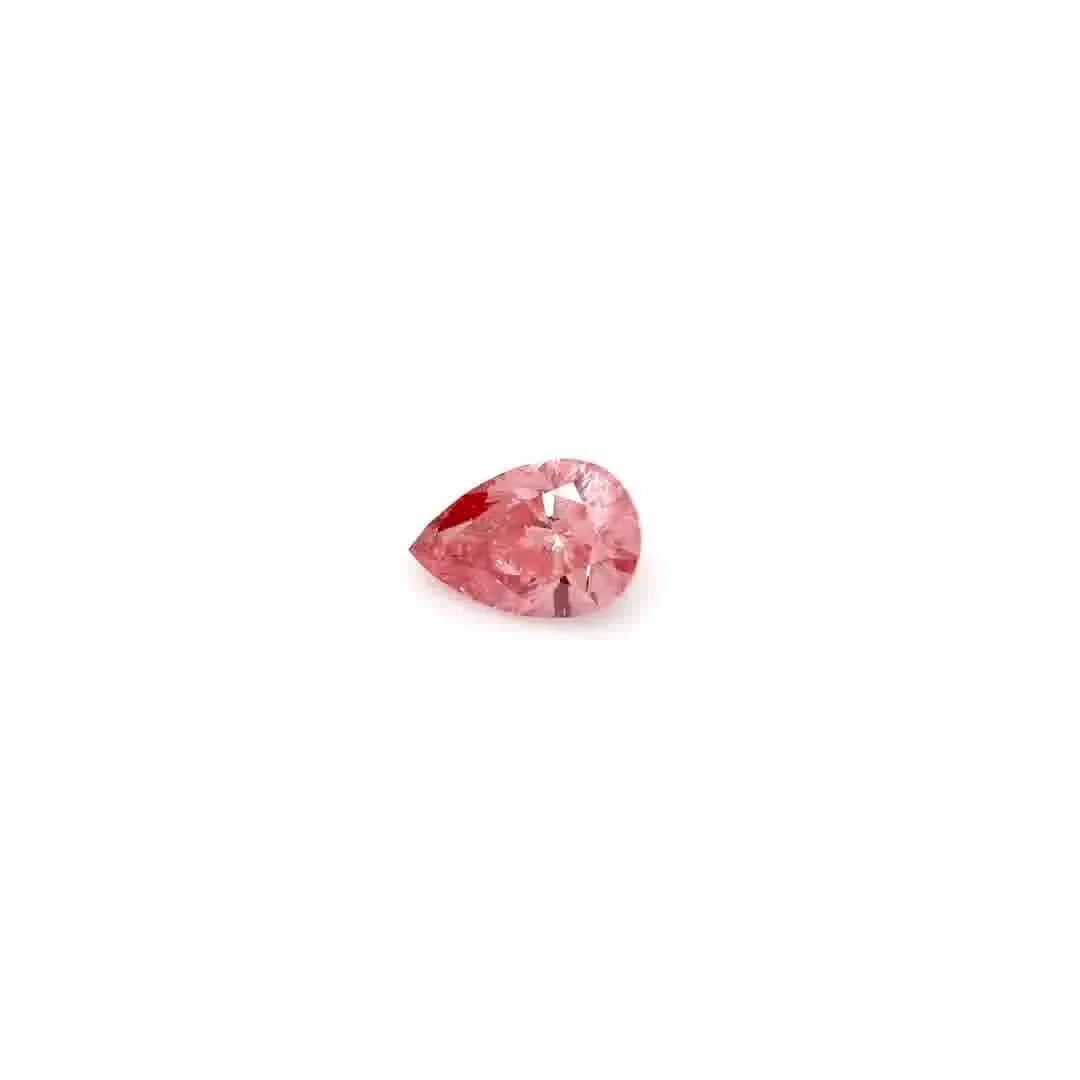 0.79ct Pear Lab Grown Diamond (Colour Fancy Vivid Orangey Pink, Clarity VS2, Cut GD, IGI Certified)