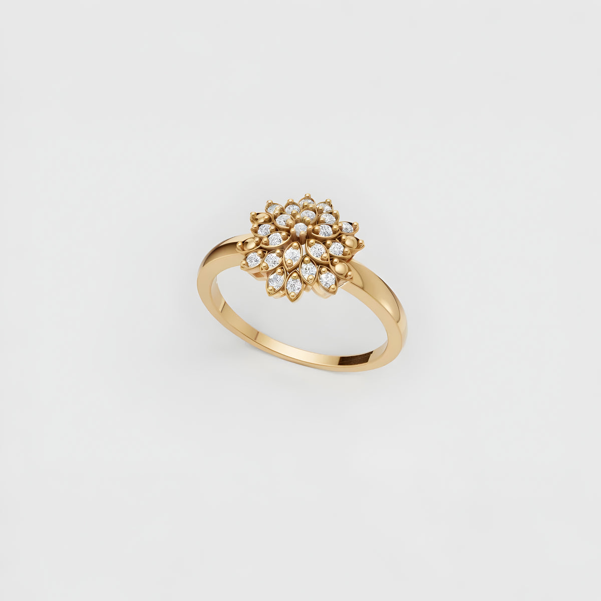 Diamantring i 14 karat gulguld med 0,11 ct. diamanter i blomsterdesign fra Manich Jewelry