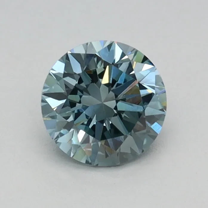0.51ct Round Lab Grown Diamond (Colour Fancy Vivid Greenish Blue, Clarity VS1, Cut VG, IGI Certified)