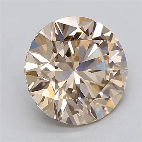 3.06ct Round Lab Grown Diamond (Colour Fancy Light Brown, Clarity VVS2, Cut ID, IGI Certified)