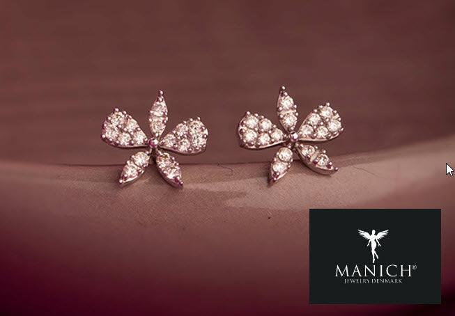 Fiori Asimmetriske Ørestikker i 14 KT Hvidguld med 0.32 CT | MANICH