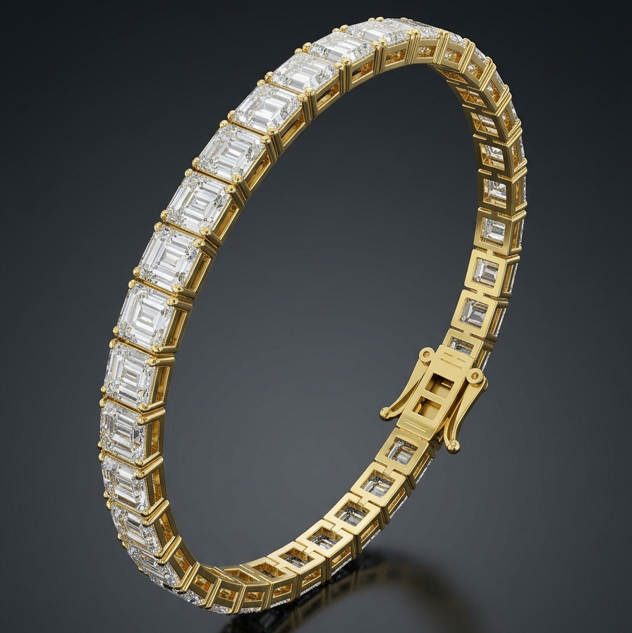 Tennisarmbånd med Asscher slebne diamanter 12.79 ct i guld