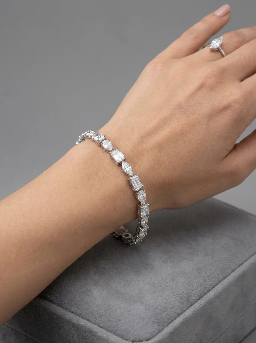 Tennisarmbånd BR-06 med Lab Grown Diamanter – Pear, Marquise & Emerald – 7.25 ct