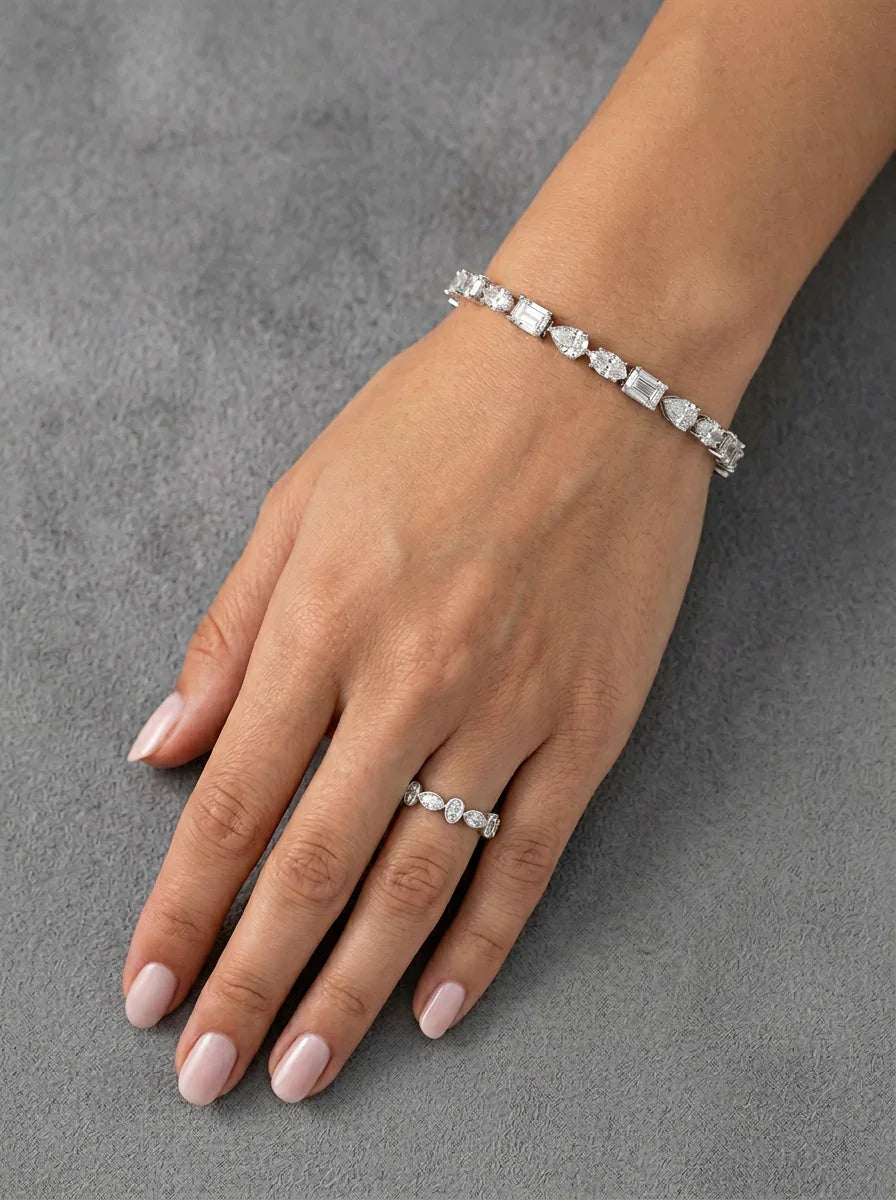 Tennisarmbånd BR-06 med Lab Grown Diamanter – Pear, Marquise & Emerald – 7.25 ct