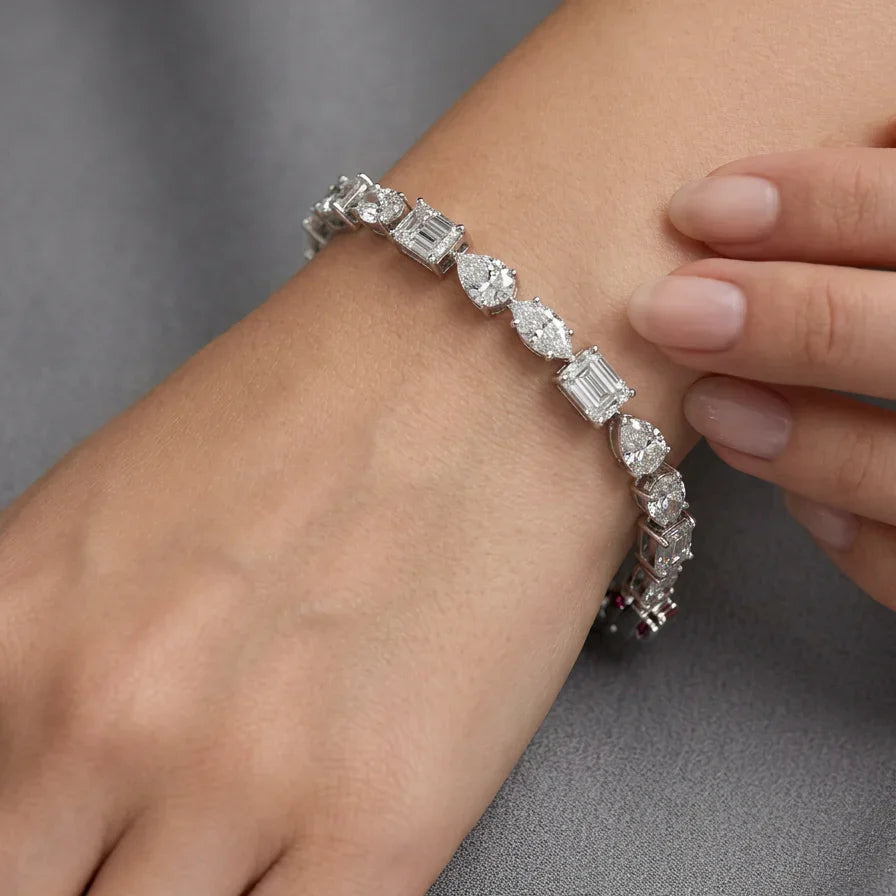 Tennisarmbånd BR-06 med Lab Grown Diamanter – Pear, Marquise & Emerald – 7.25 ct