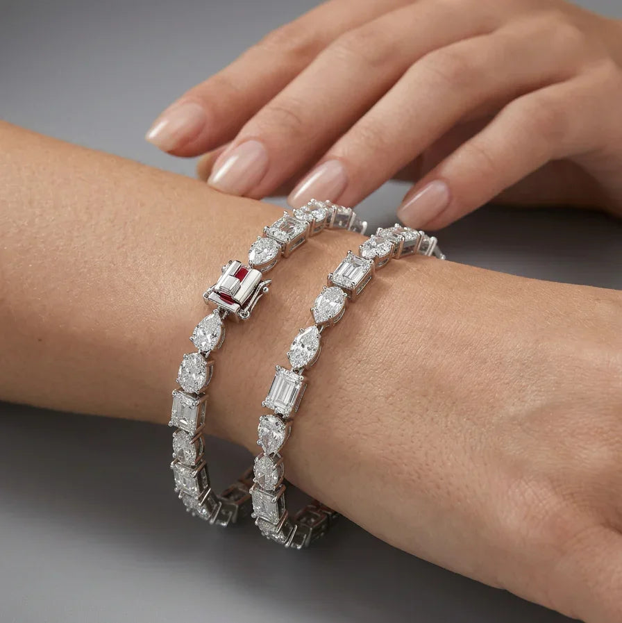 Tennisarmbånd BR-06 med Lab Grown Diamanter – Pear, Marquise & Emerald – 7.25 ct