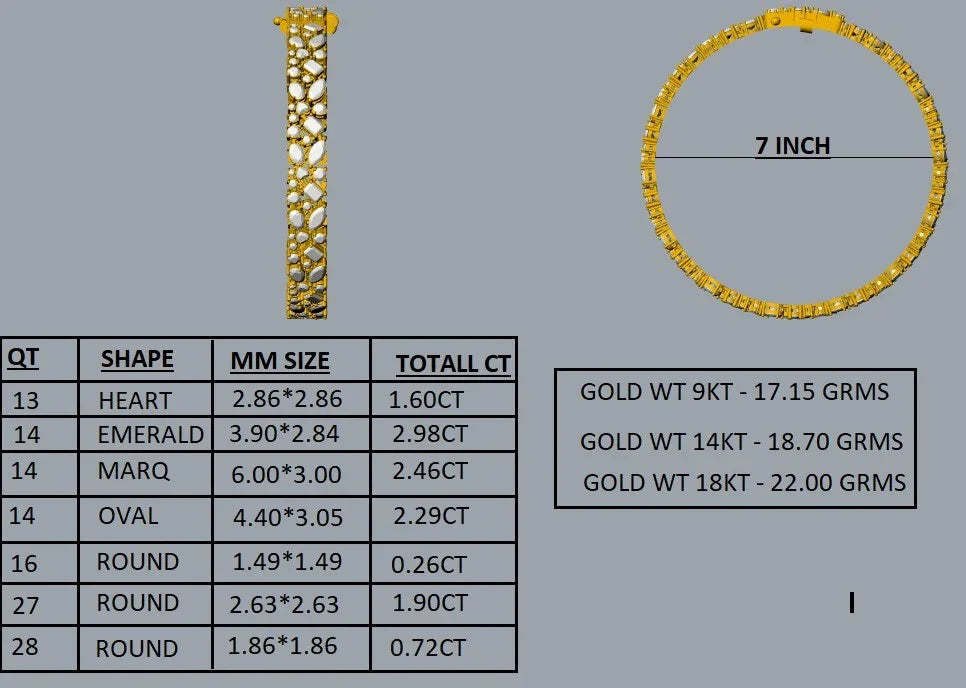 Tennisarmbånd BR-18 med lab grown diamanter – Fancy Shapes – 12.20 ct