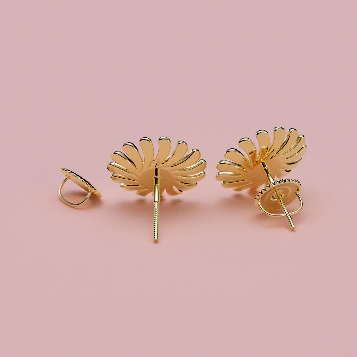 Blomster ørestikker i 14 karat gulguld med 0.08 ct diamanter