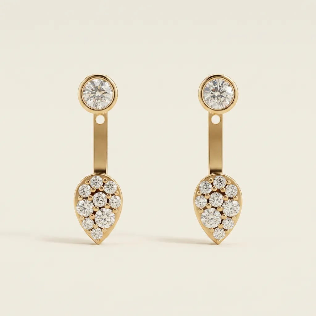 Diamant Halo Ørestik i 14 karat gulguld – lab grown diamanter