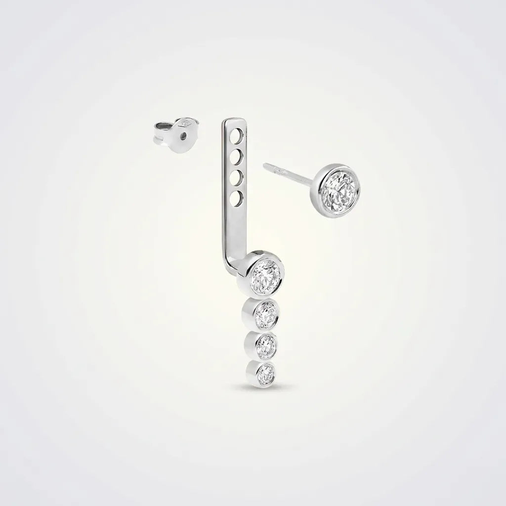 Faldende diamant øreringe i 14 karat hvidguld – lab grown E-F VS klarhed