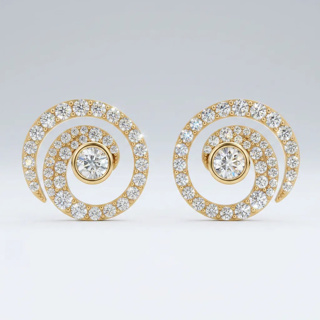 Spiral Pavé Vedhæng – render i hvidguld, lab grown diamanter