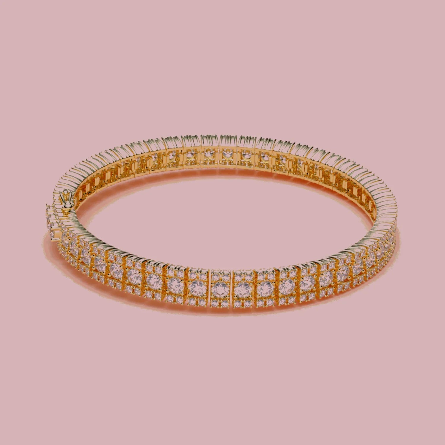 TENNISARMBÅND I 18 KT GULGULD MED 7,40 CT. TW,VS BRILLANTER