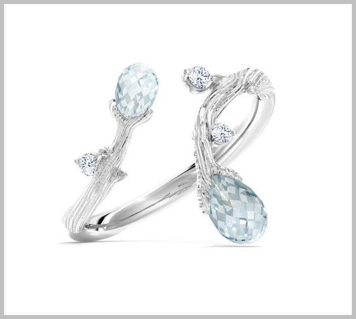 Topas-og diamantring i 14 karat gulguld 0.04 Ct. E-F,VVS.