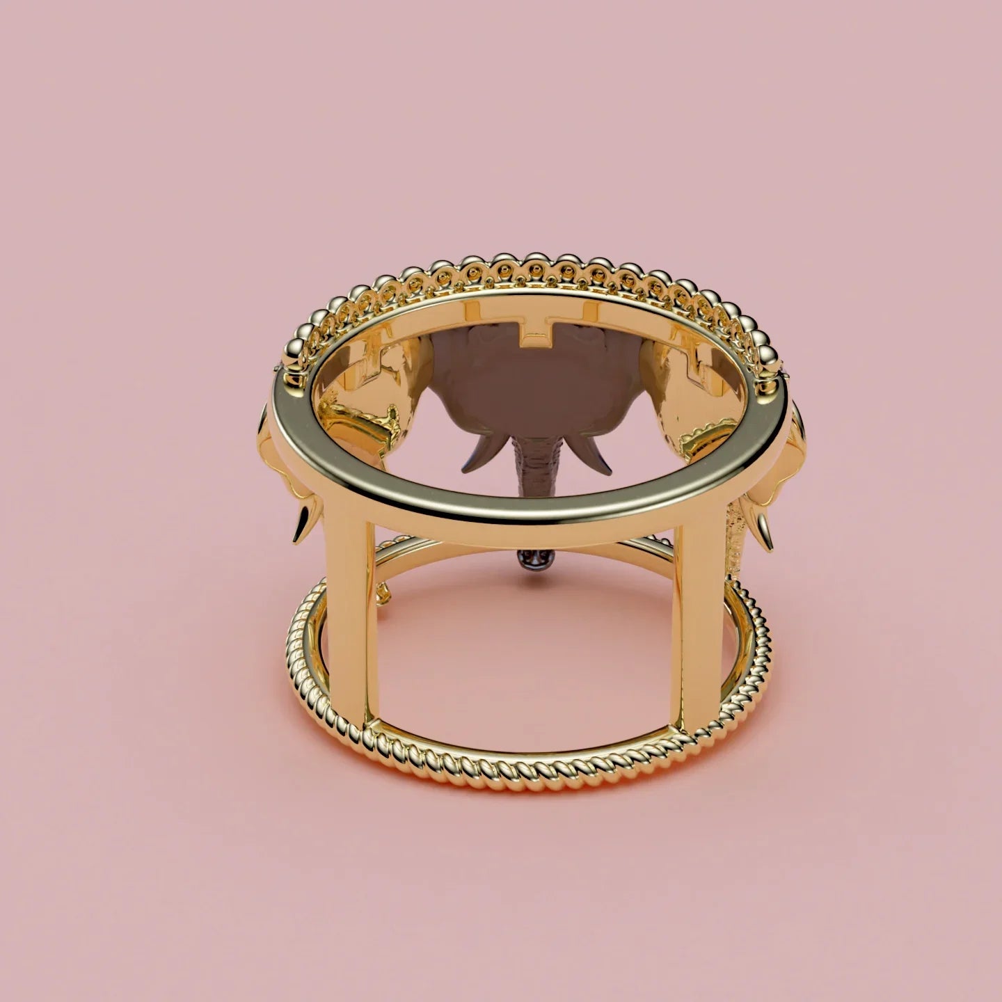 Luksuriøs Elefant Ring med Diamanter - Håndlavet i 14K Guld