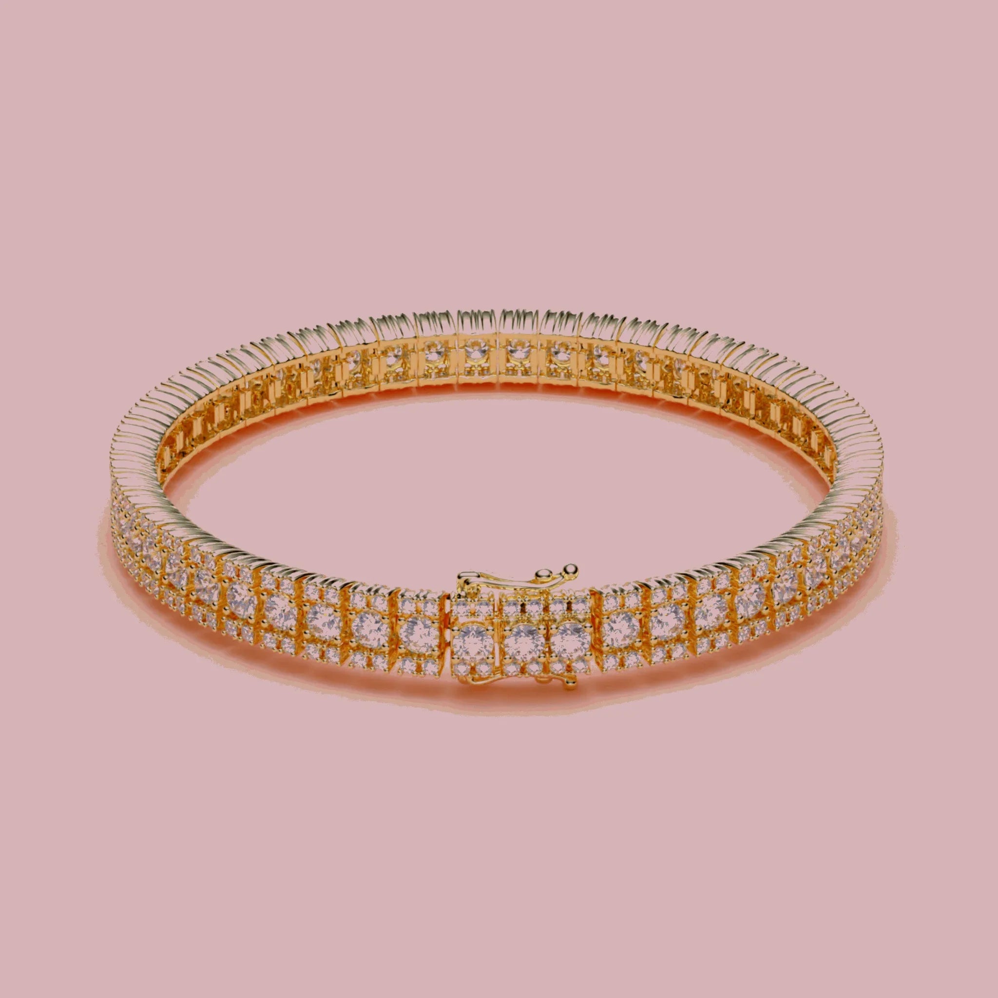 TENNISARMBÅND I 18 KT GULGULD MED 7,40 CT. TW,VS BRILLANTER