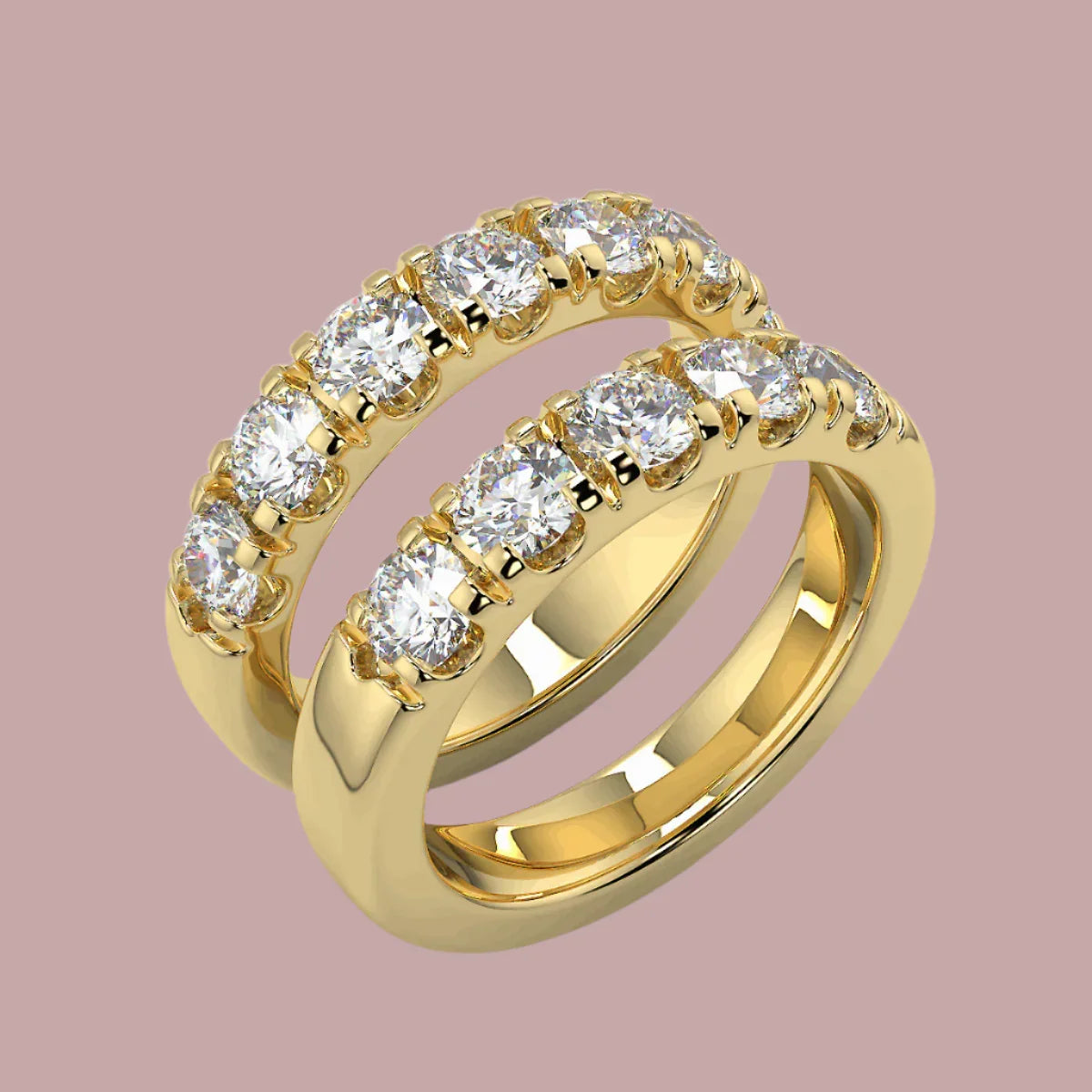 Alliancering i 14 KT guld med 0.90 CT. Brillanter