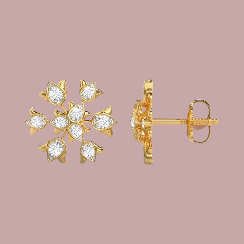 Blomstrende Diamant Ørestikker i 14K Guld - Din Hverdagsluksus
