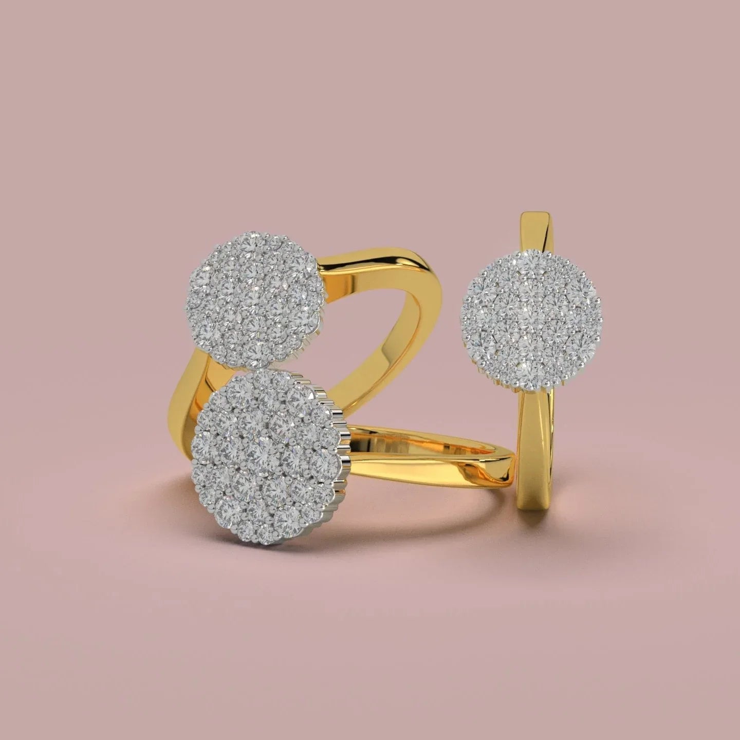 Tre 14k guldringe med forskellige diamantstørrelser: 0,50ct, 0,80ct og 1,20ct excellent brilliant-slebne diamanter i I-J,VS kvalitet