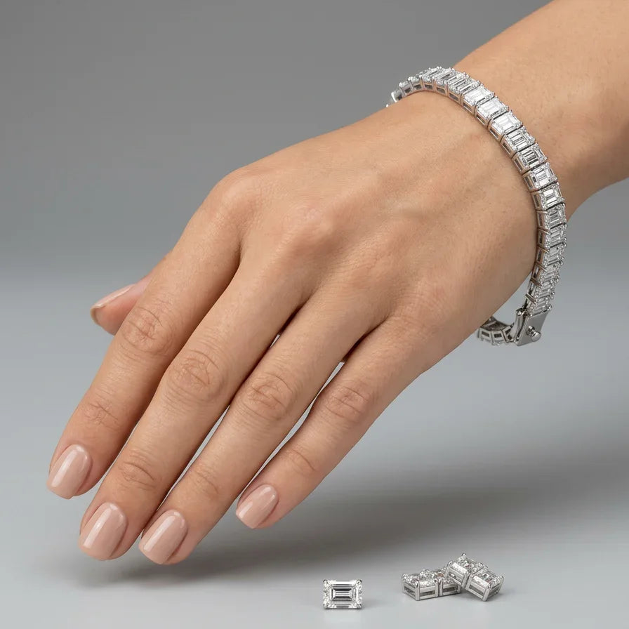 Emerald cut diamant tennisarmbånd 12.85 ct
