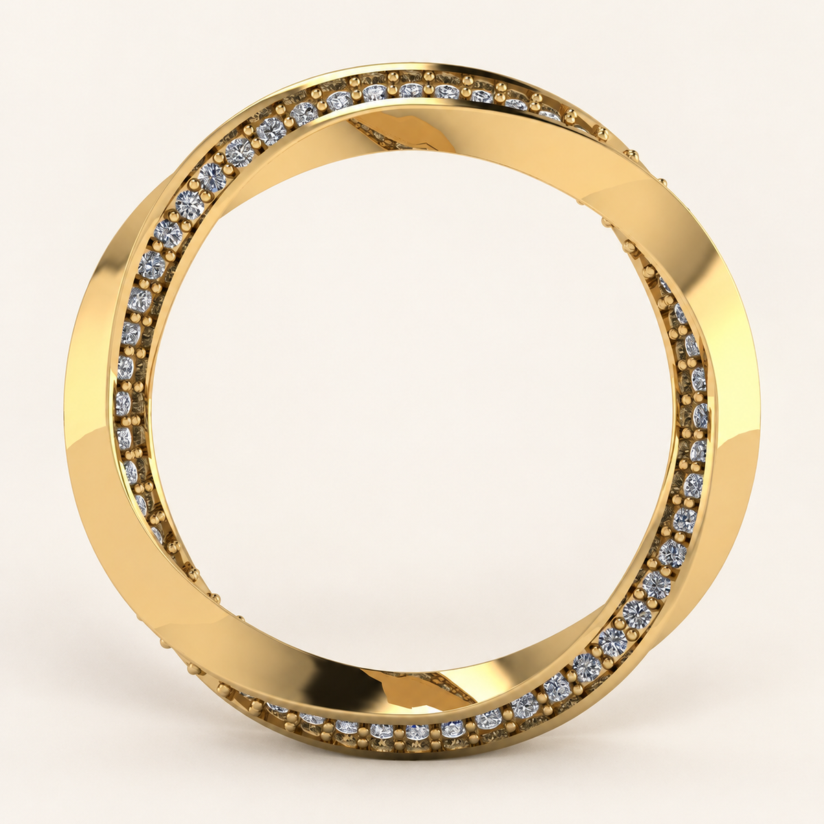 Twist alliancering i 14 kt gulguld med diamanter set forfra | MANICH