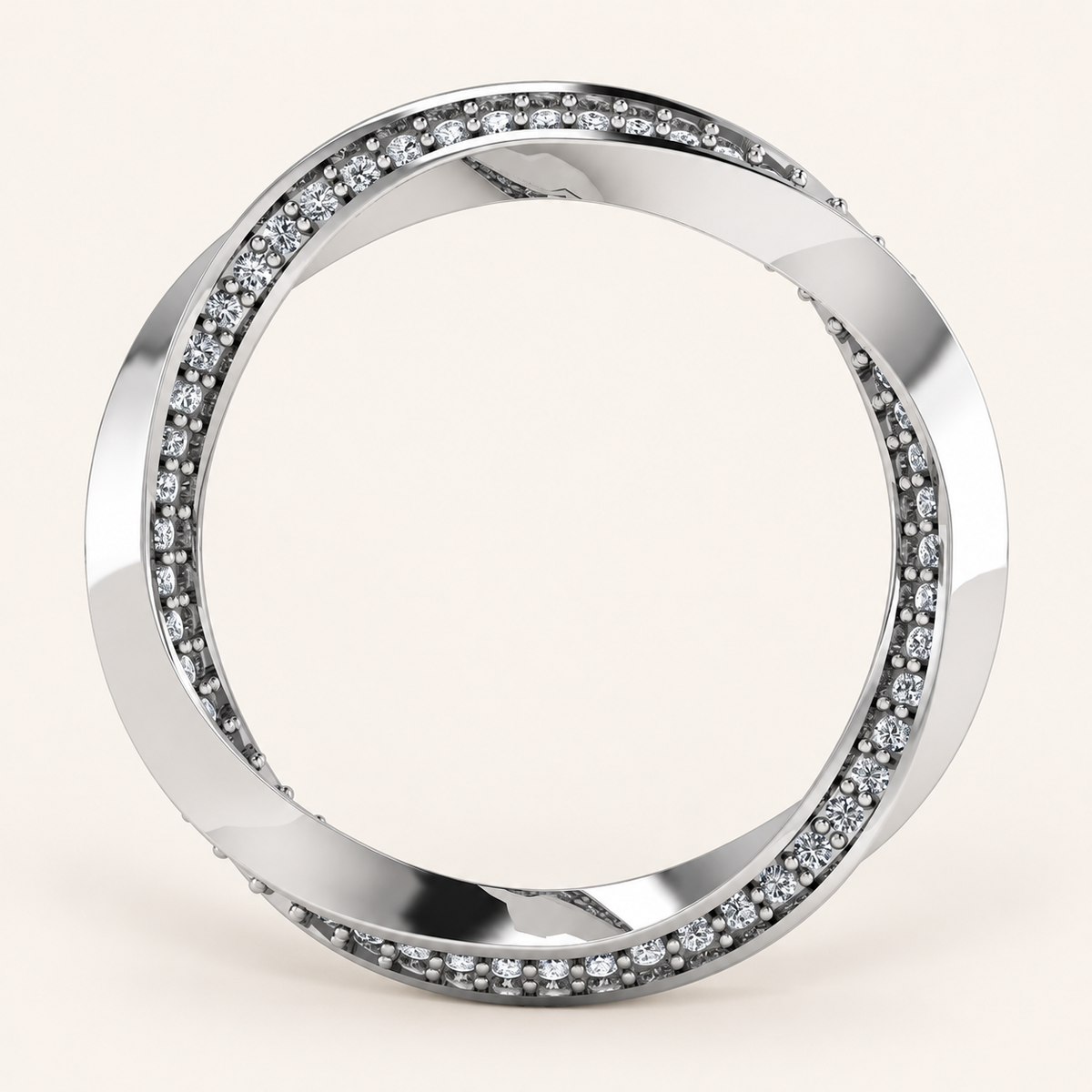 Twist alliancering i 14 kt hvidguld med diamanter set forfra | MANICH