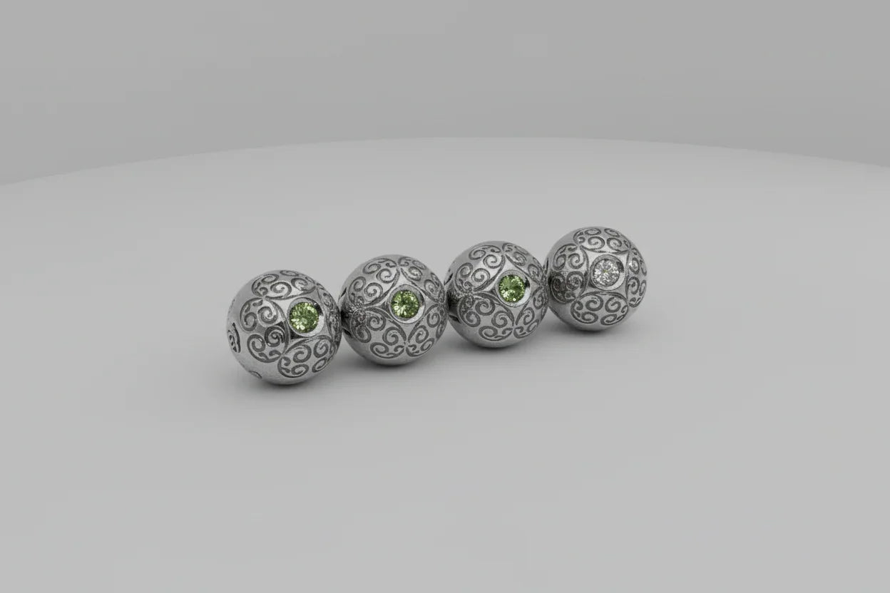 Charm i 925 sølv med 0.10 ct diamant eller tsavorite til macraméarmbånd