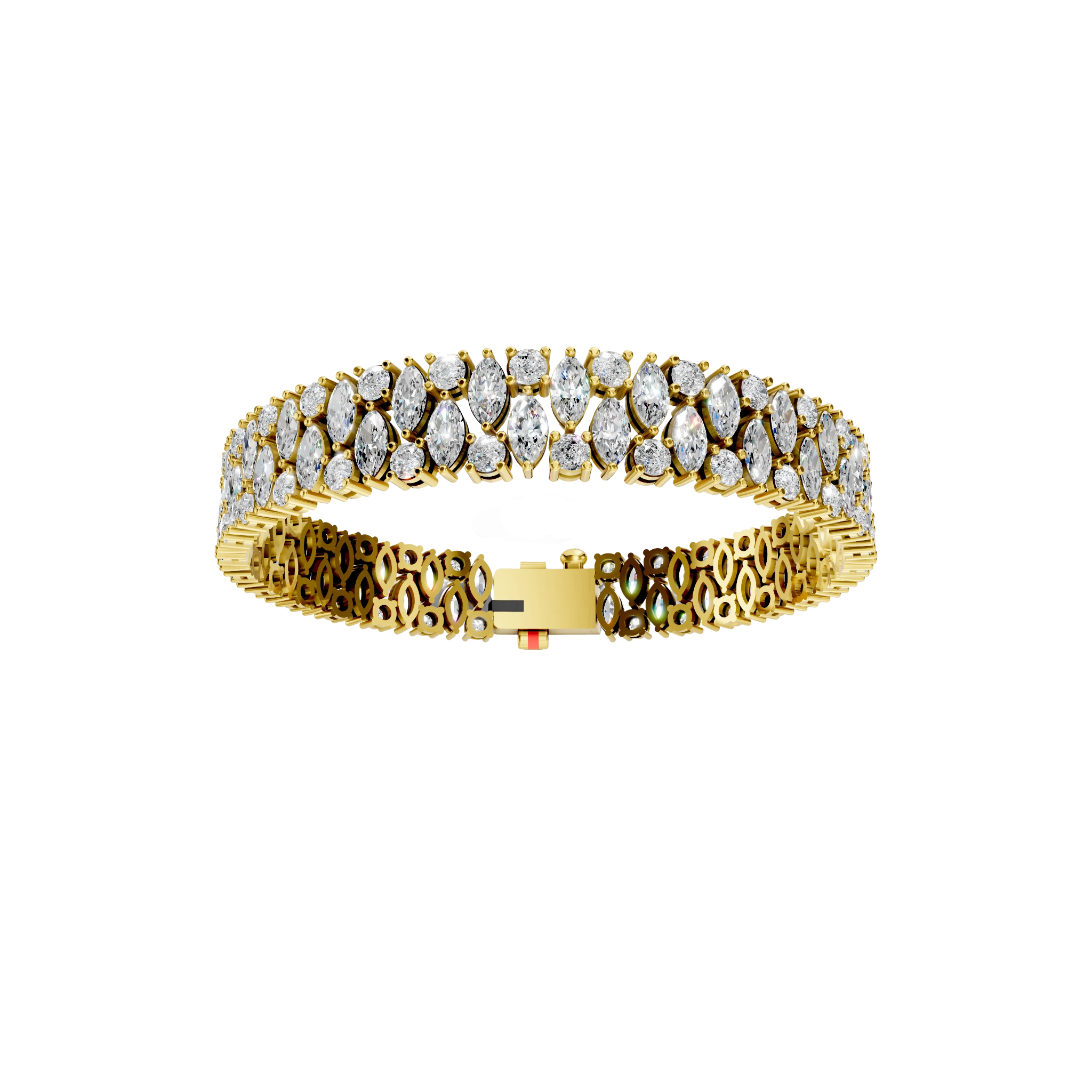 Tennisarmbånd med 14.78 carat lab grown diamanter i round og marquise sleb i 14 karat gulguld