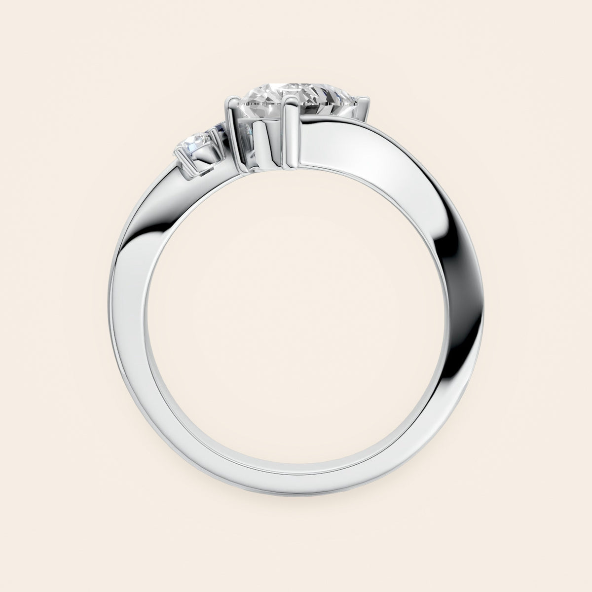 DR0332 diamantring med pæreformet diamant og blå markise i 14 kt. hvidguld, profil