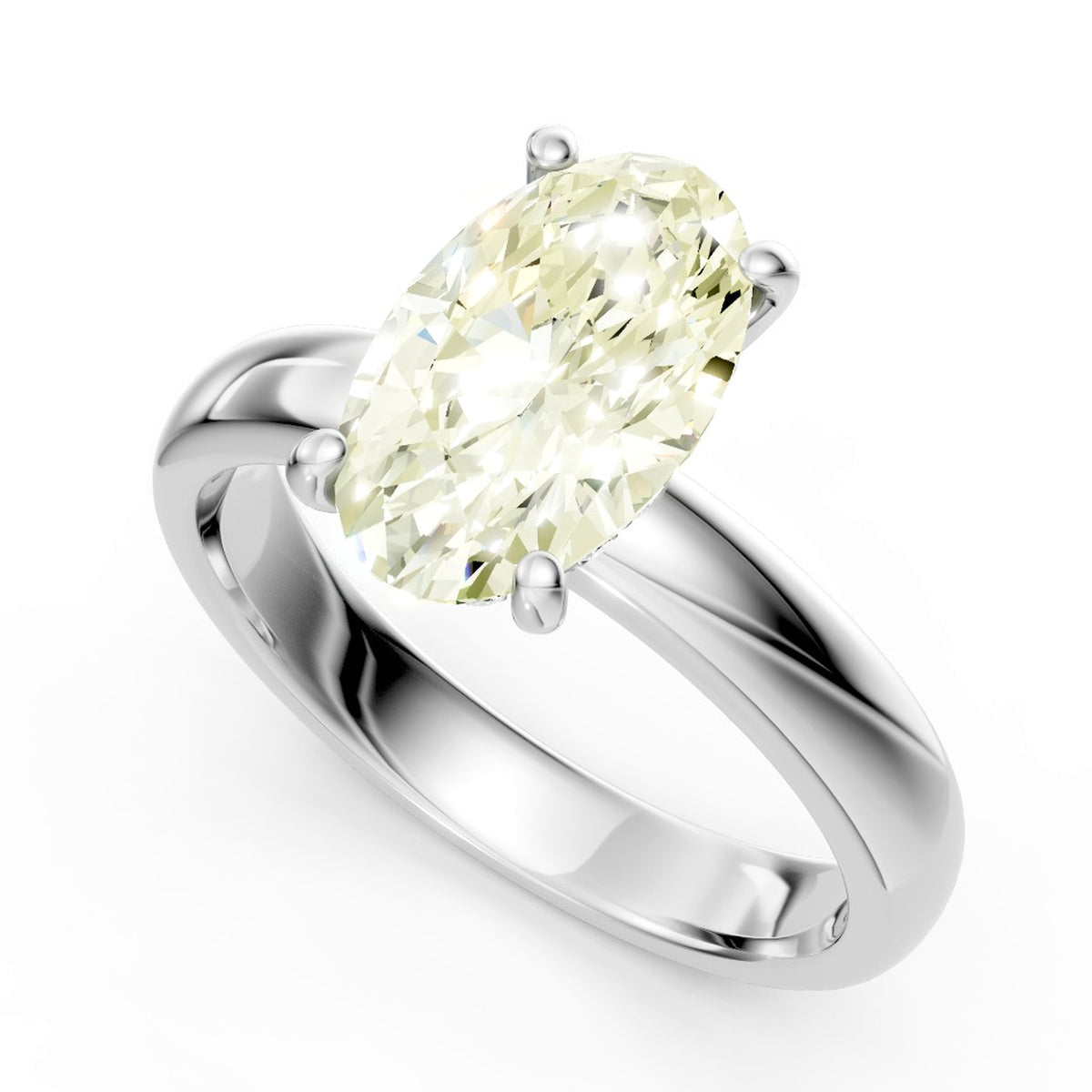 DR0360 solitaire diamantring med gul oval diamant og skjult halo i 14 kt. hvidguld, perspektiv
