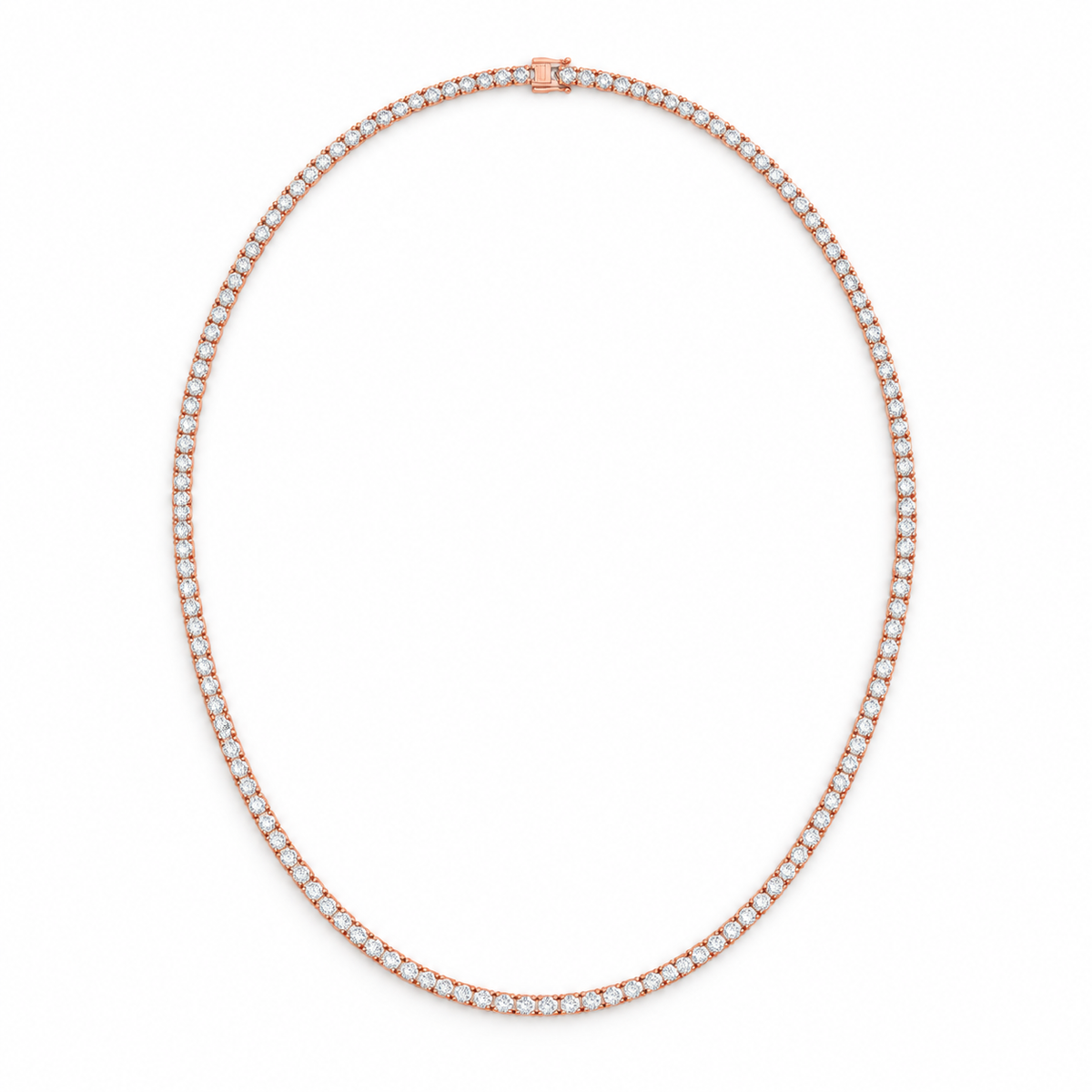 Tennishalskæde NE-09 i 14 kt rosaguld med 5,70 ct lab-grown diamanter – studiobillede, 40 cm