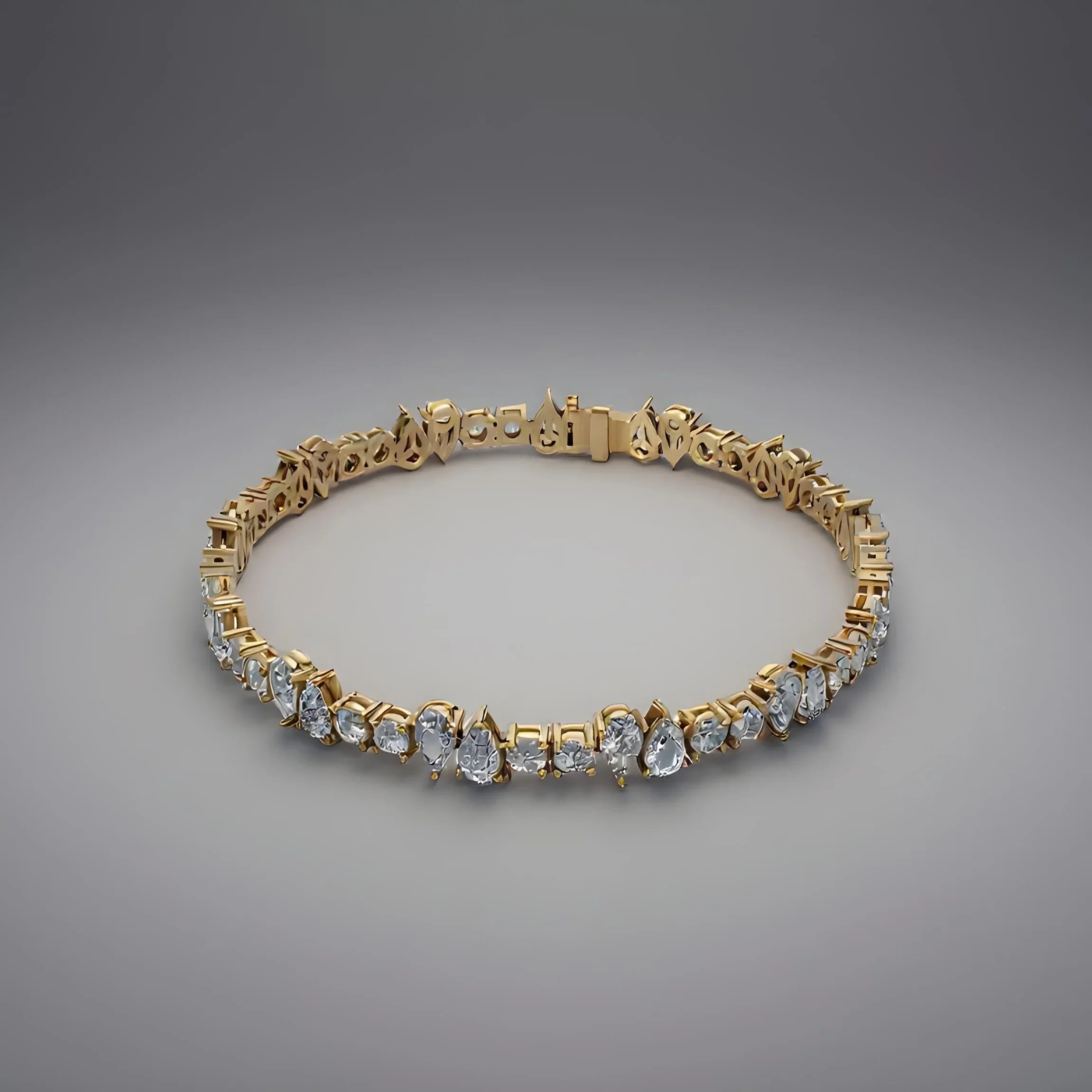 Diamantarmbånd med pear og round lab grown diamanter i 14 kt guld