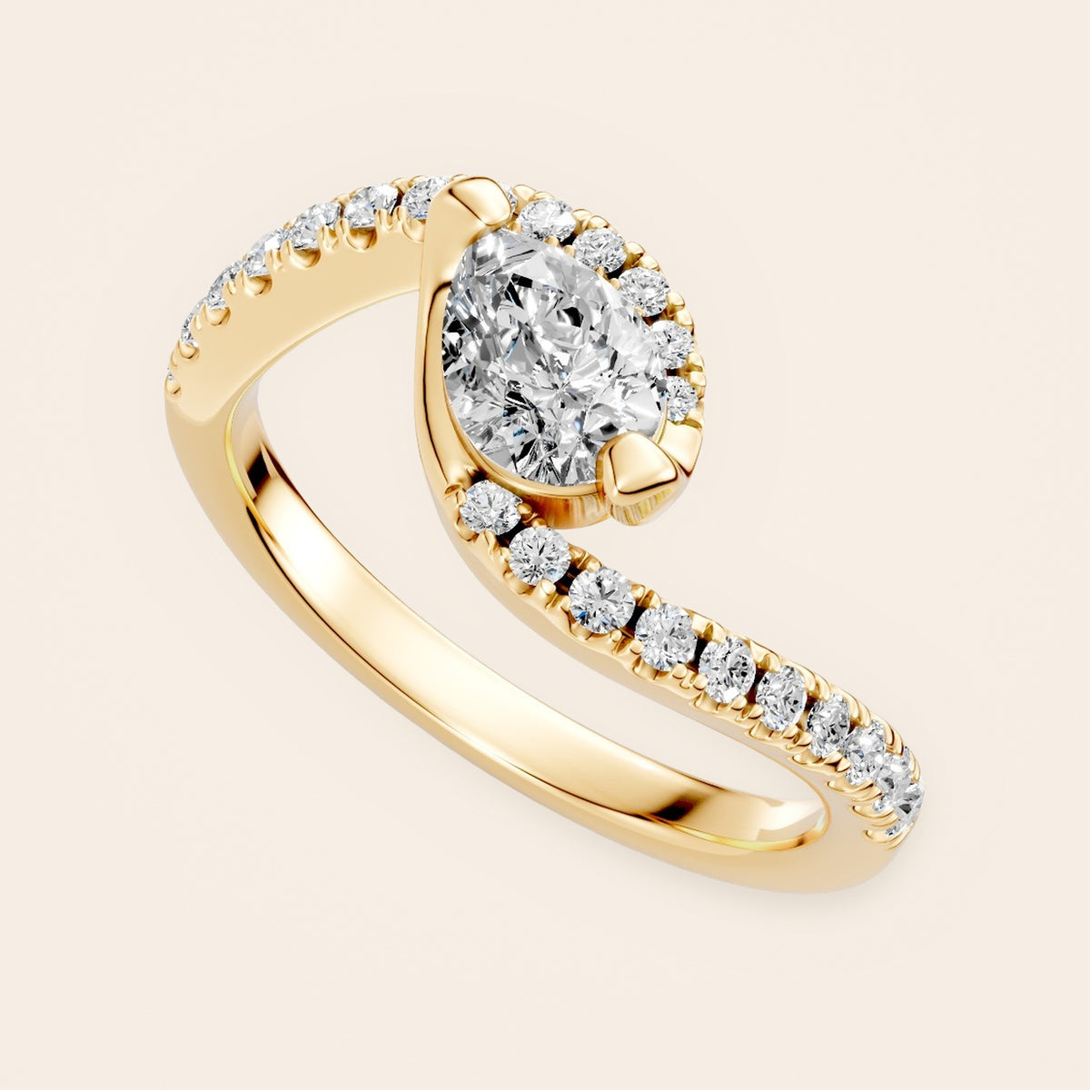 RT033 bypass diamantring i 14 kt. gulguld – perspektiv