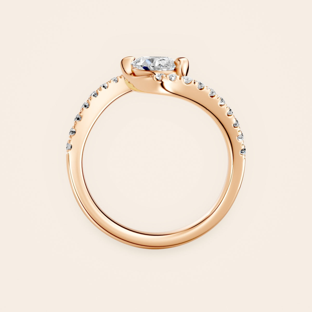 RT033 bypass diamantring i 14 kt. rosaguld – profil