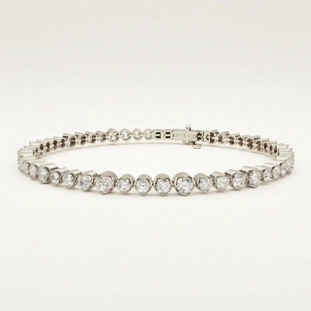 Tennisarmbånd i 14 karat hvidguld med 3,5 ct lab grown diamanter, studiebillede