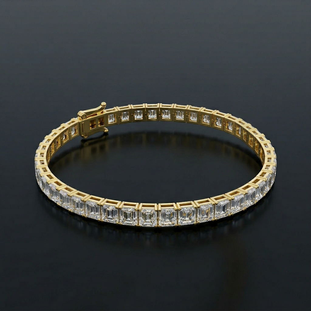 ennisarmbånd med Asscher slebne diamanter 12.79 ct i guld