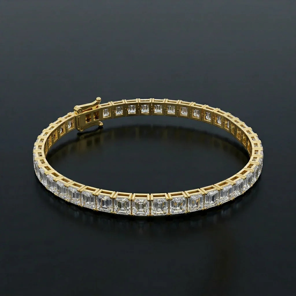 ennisarmbånd med Asscher slebne diamanter 12.79 ct i guld