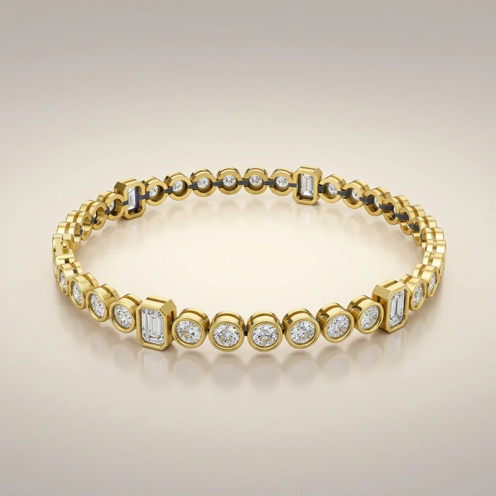 Tennisarmbånd BR-14 med 6,75 ct diamanter i gulguld