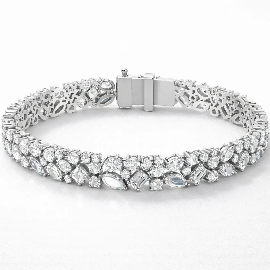 Tennisarmbånd i hvidguld med lab grown diamanter i fancy shapes 12.20 carat