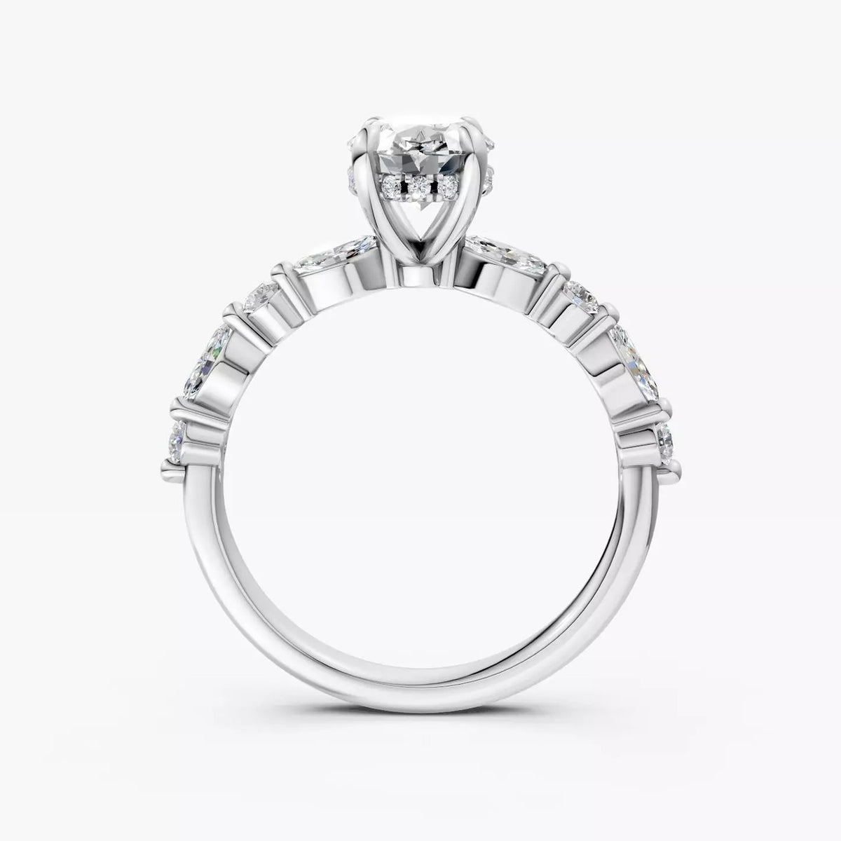 ZAB004 diamantring i 14 kt. hvidguld, profil med skjult halo