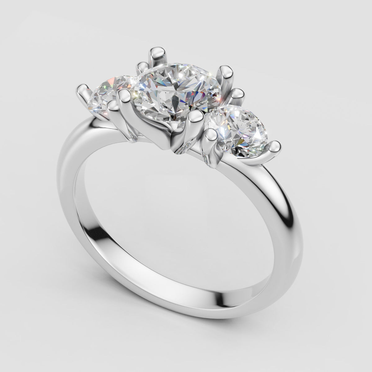 ZES021 3-stens diamantring med runde lab-grown diamanter i 14 kt. hvidguld, perspektiv