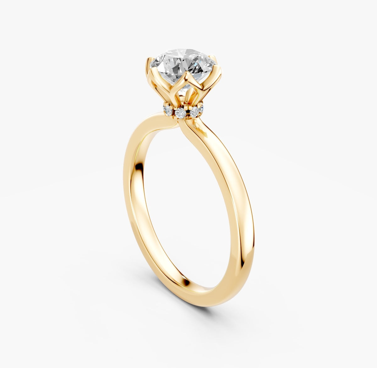 ZFL01 solitaire diamantring i 14 kt. gulguld, perspektiv