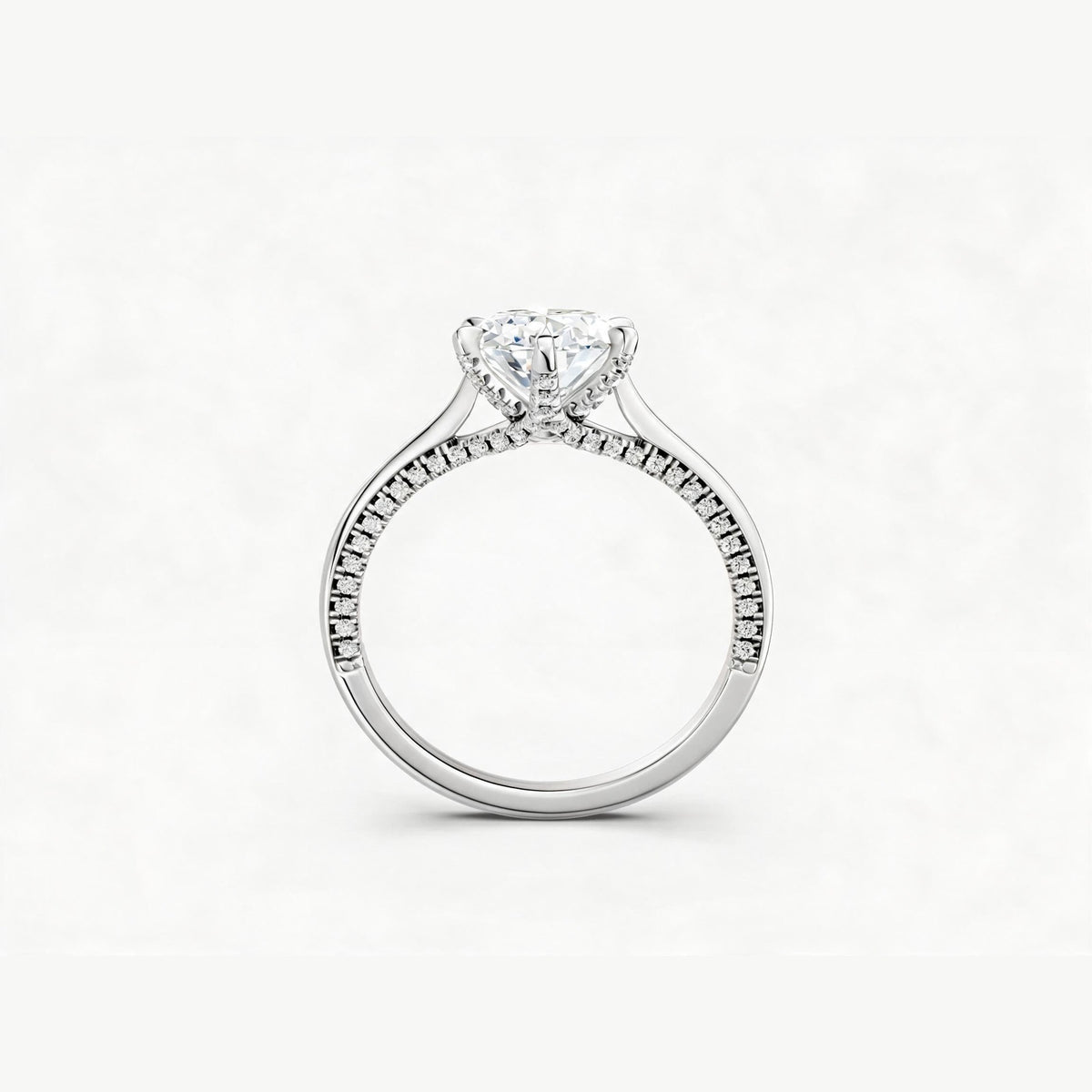 ZFL02 solitaire diamantring i hvidguld med hvid diamant, forfra