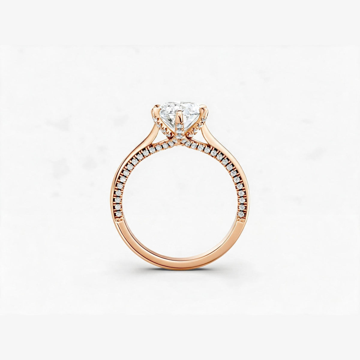 ZFL02 solitaire diamantring i rosaguld med hvid diamant, forfra