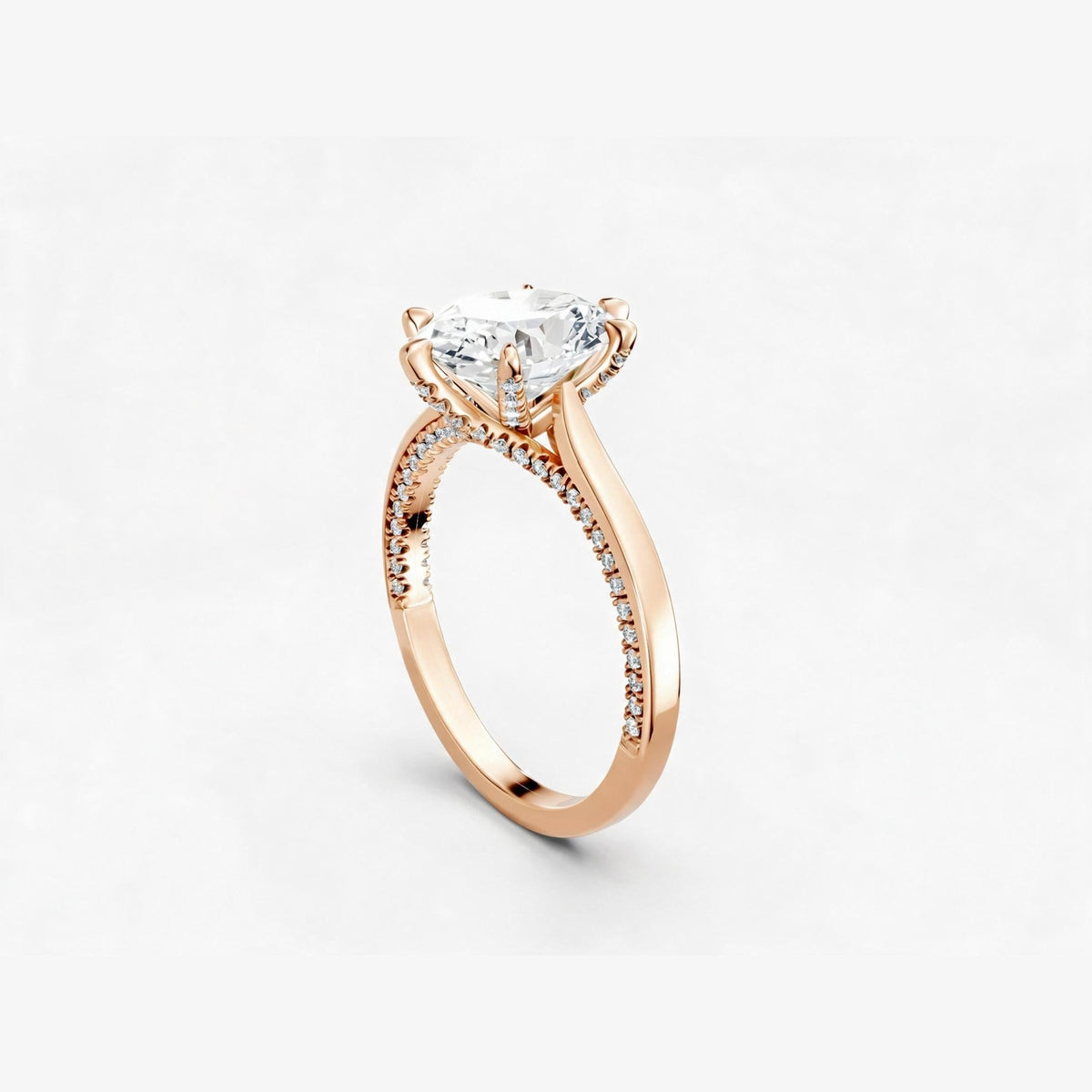 ZFL02 diamantring i rosaguld med hvid diamant, perspektiv