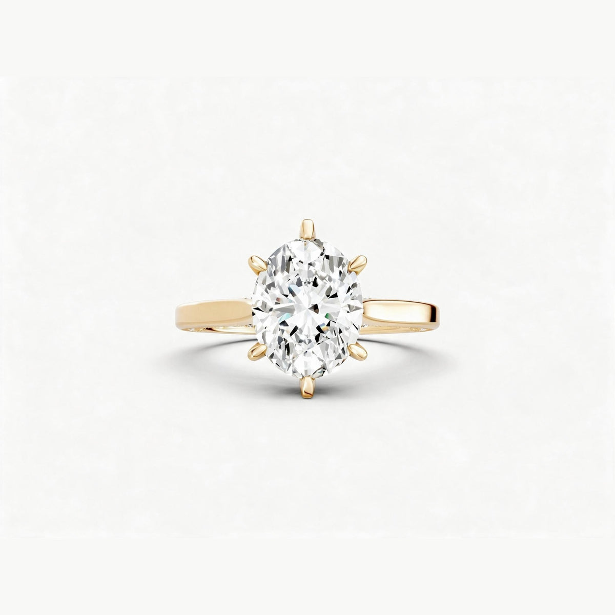 ZFL02 diamantring i gulguld med hvid diamant, set ovenfra