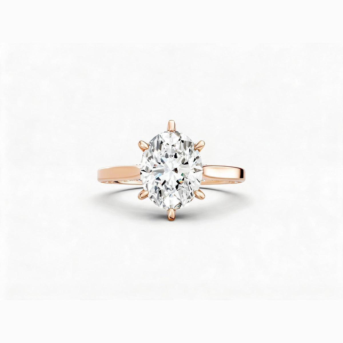 ZFL02 diamantring i rosaguld med hvid diamant, set ovenfra