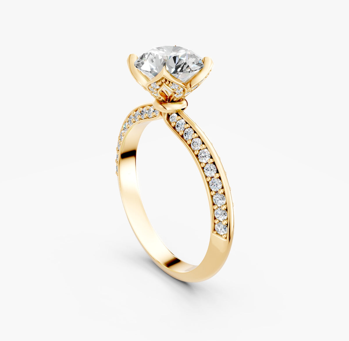 ZFL04 solitaire diamantring i 14 kt. gulguld, perspektiv
