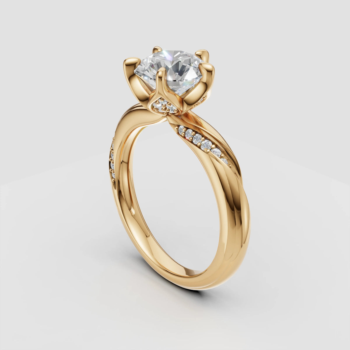 ZFL06 solitaire diamantring i gulguld, perspektiv fra venstre