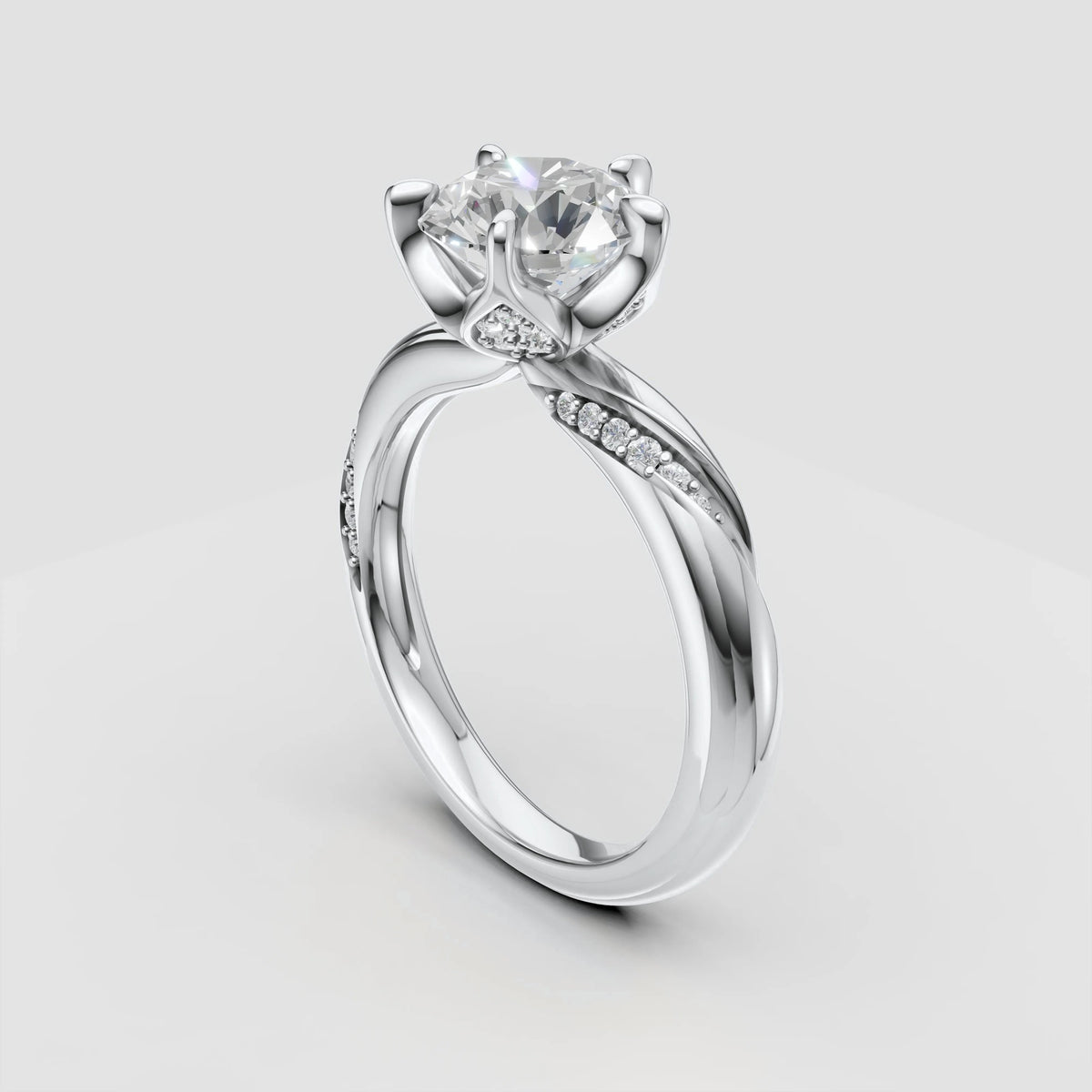 ZFL06 solitaire diamantring i hvidguld, perspektiv fra venstre
