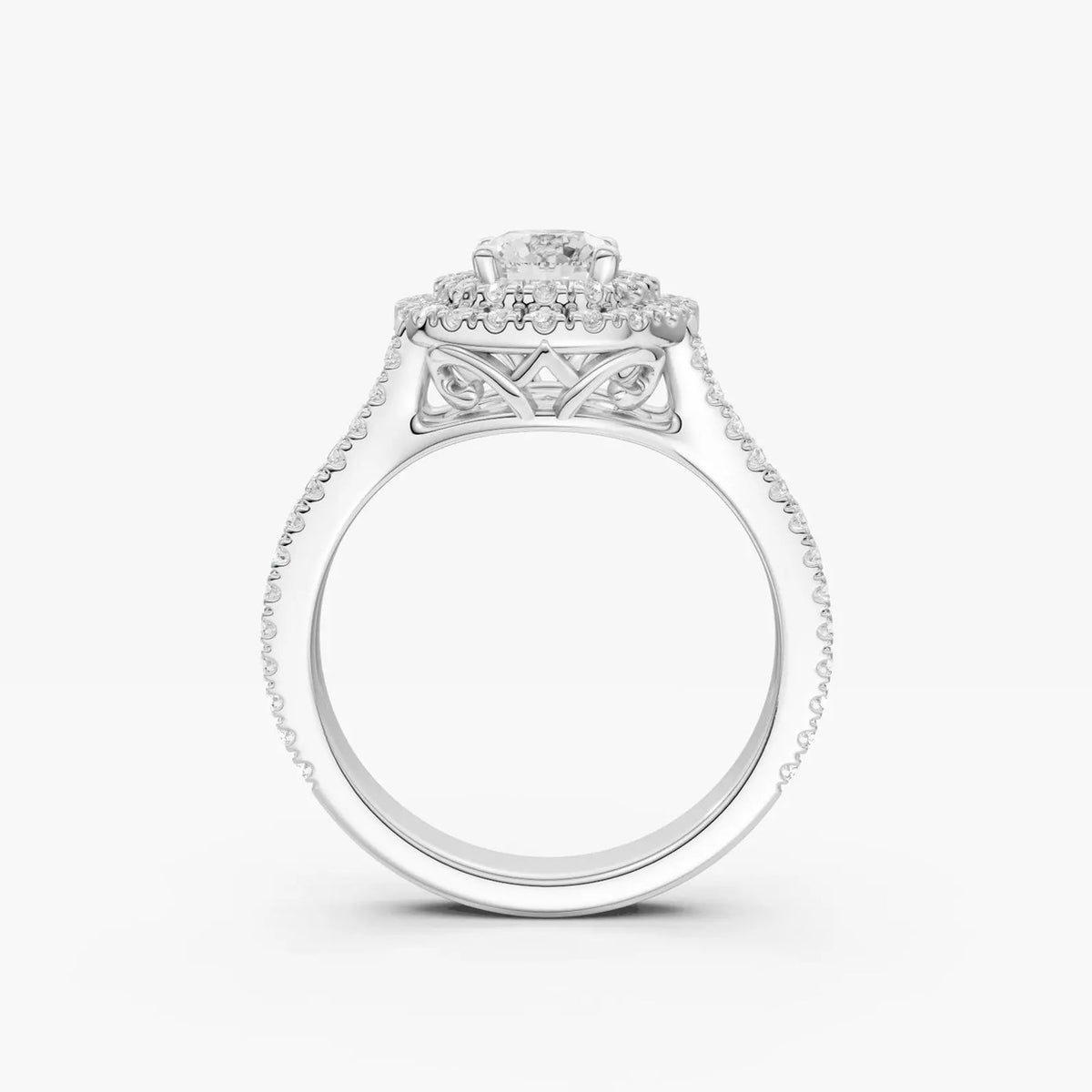 ZJKR08 diamantring i hvidguld i profil med filigran under fatningen